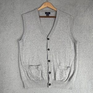 Brooks Brothers Sweater Vest Mens Size L Gray Supima Cotton Button Front